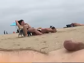 Cumshot on beach to babes