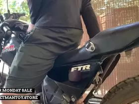 Man attaches Rocketman sex toy to motorbike and has an orgasm that makes him shake. Sponsored by Rocketmantoy.store