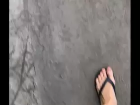 walking on the street with cock out